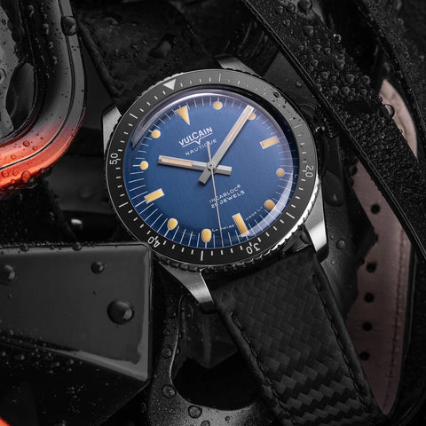 Vulcain Skindiver Blue - Khaki Brown Lume 660170A37