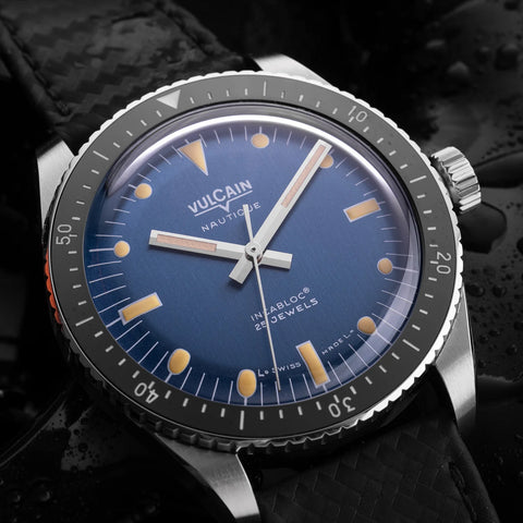 Vulcain Skindiver Blue - Khaki Brown Lume 660170A37