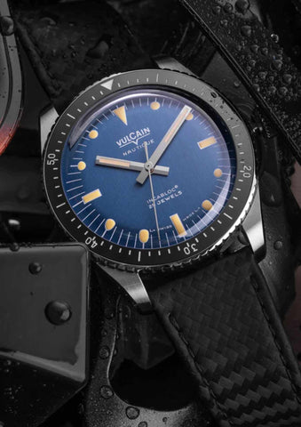 Vulcain Skindiver Blue - Khaki Brown Lume 660170A37
