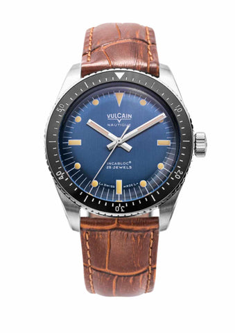 Vulcain Skindiver Blue - Khaki Brown Lume 660170A37
