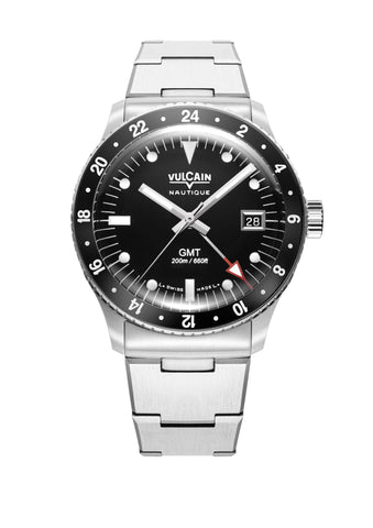 Vulcain Skindiver Nautique GMT Black - White Lume 680174B07