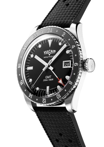 Vulcain Skindiver Nautique GMT Black - White Lume 680174B07