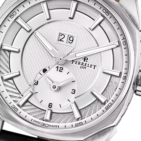 Perrelet Lab Peripheral Dual Time Big Date A1101/1 Silbergrau