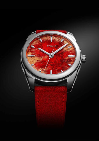Awake-sơn-mai-frosted-leaf-royal-red 1
