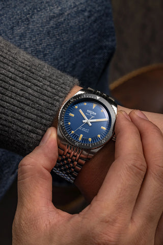 Vulcain Skindiver Blue - Khaki Brown Lume 660170A37