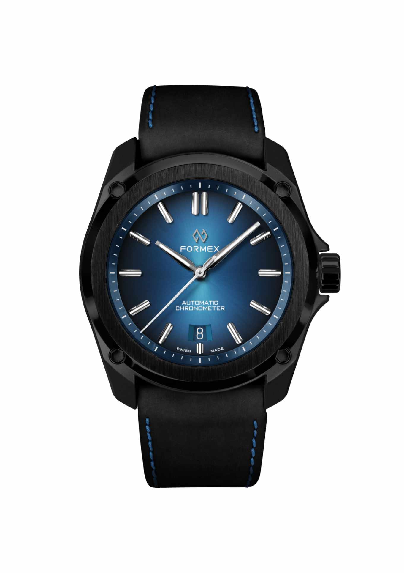 Lederband Schwarz mit blauer Naht
