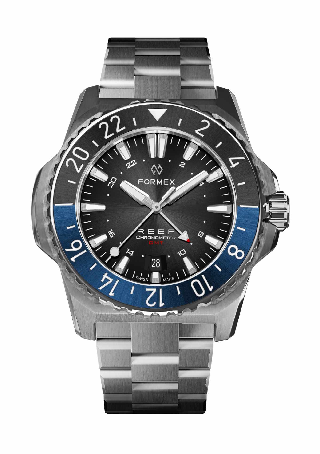 Black-Blue GMT Bezel.Steel Bracelet
