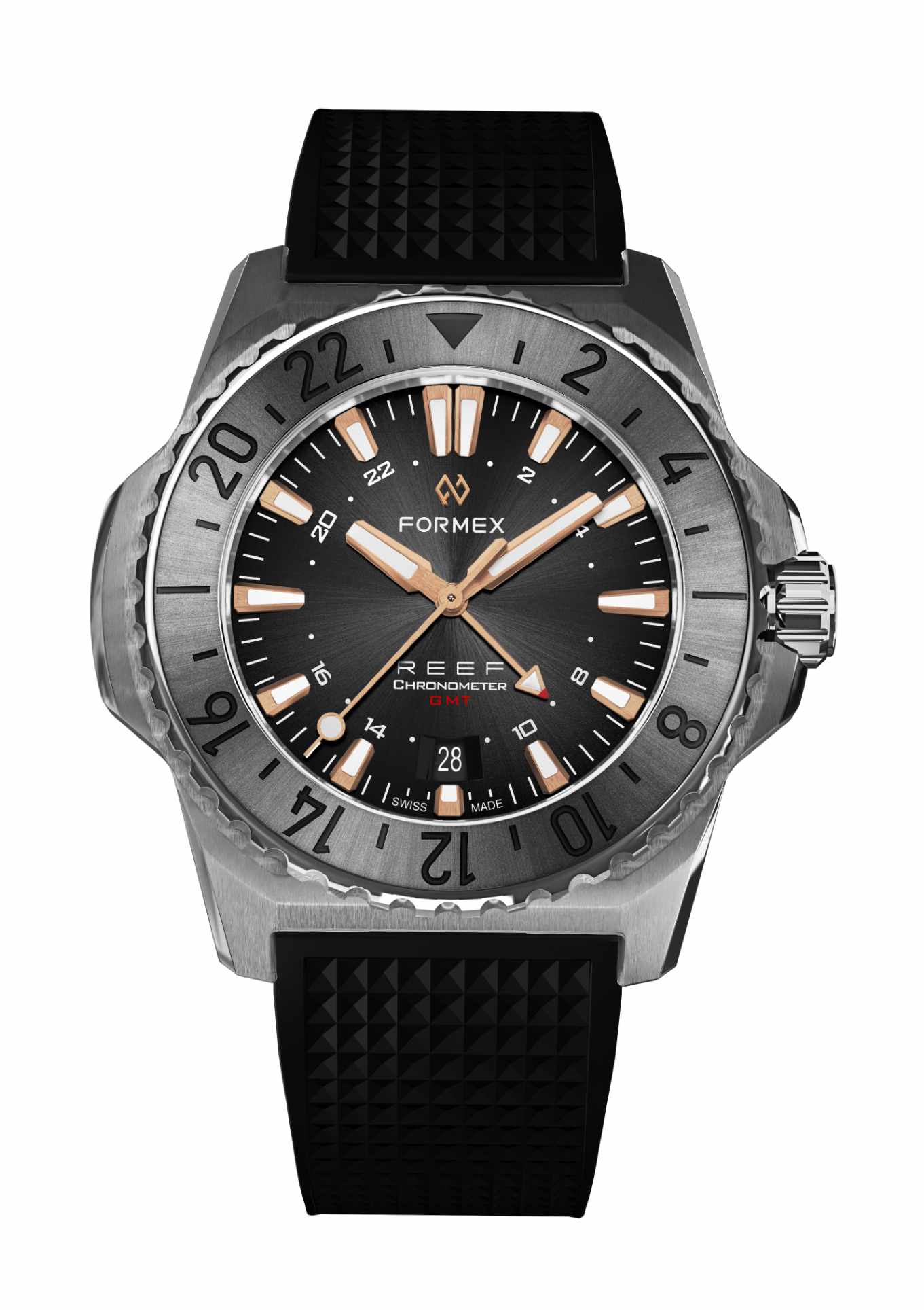 Steel GMT Bezel.Rubber Strap