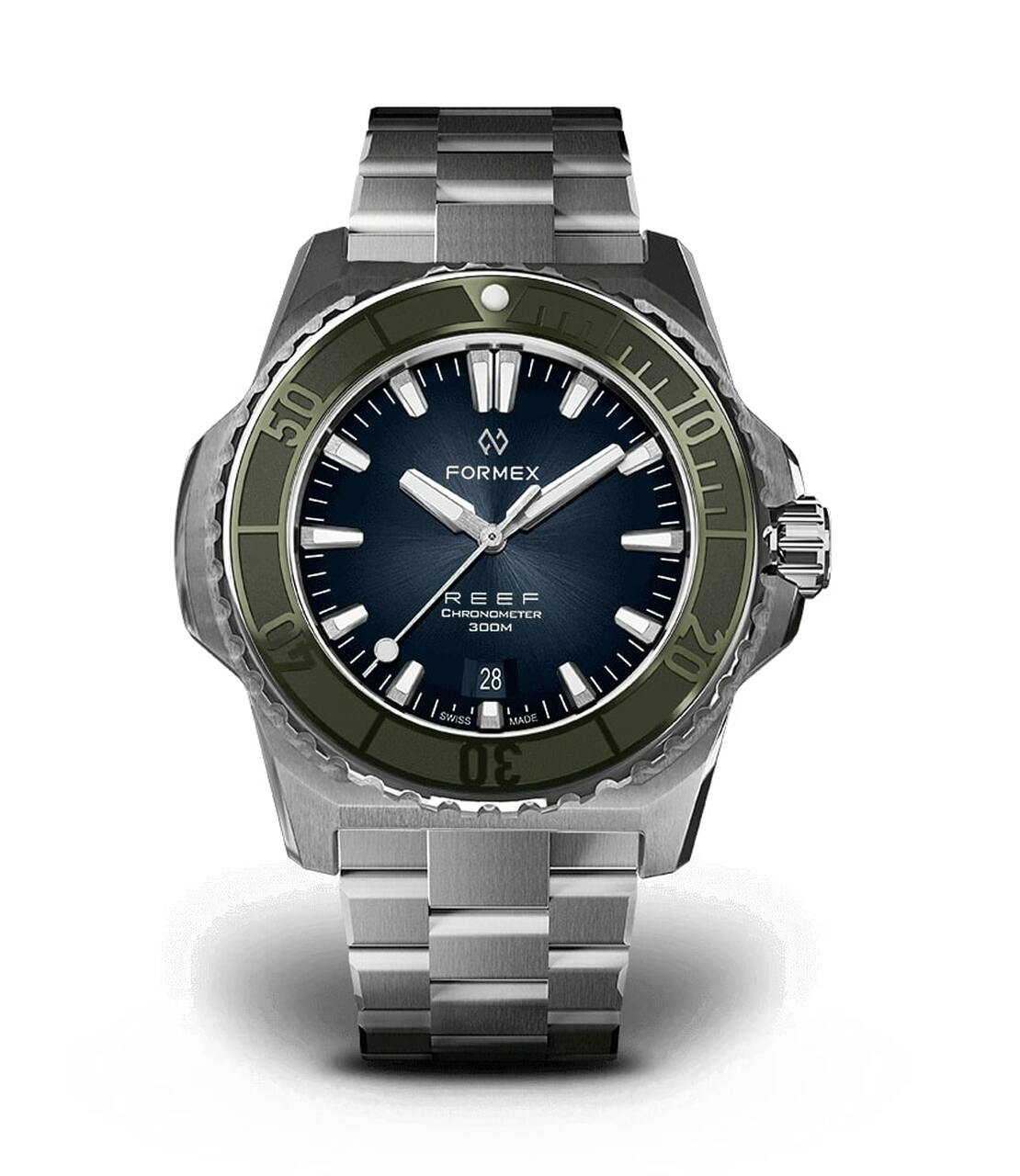 Green Bezel Steel Bracelet