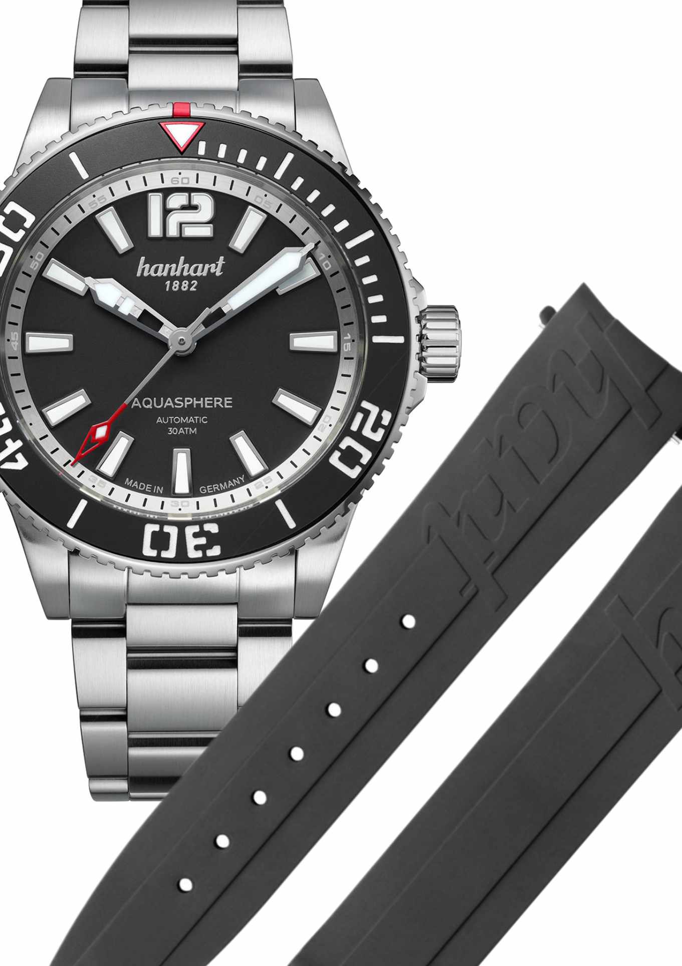 Set: Kautschukband Schwarz +Stahlband