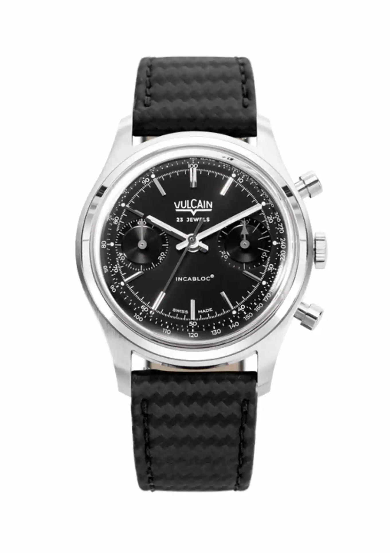 Leather strap black carbon structure