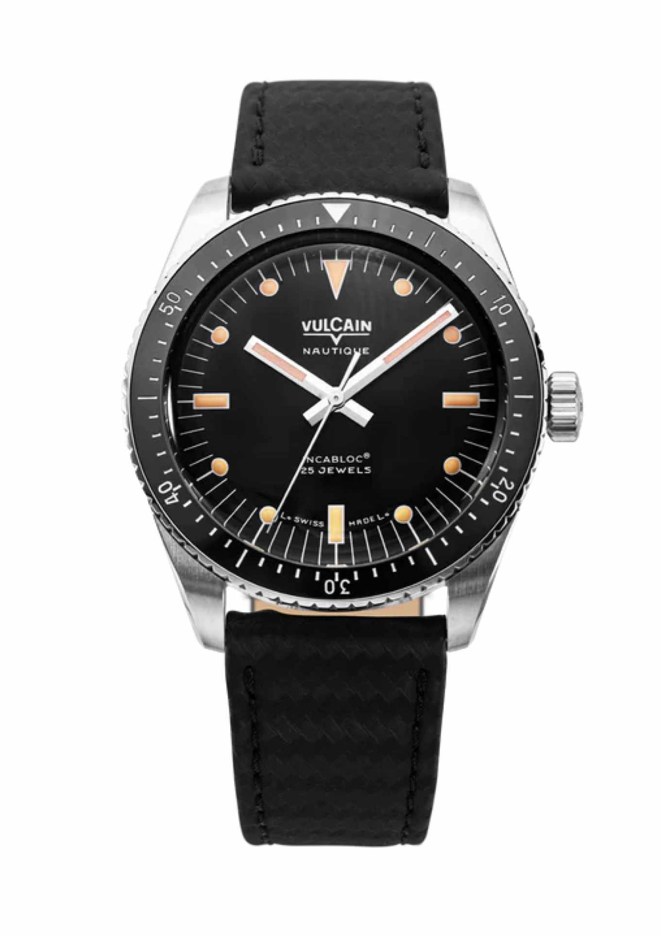 Leather strap black carbon structure