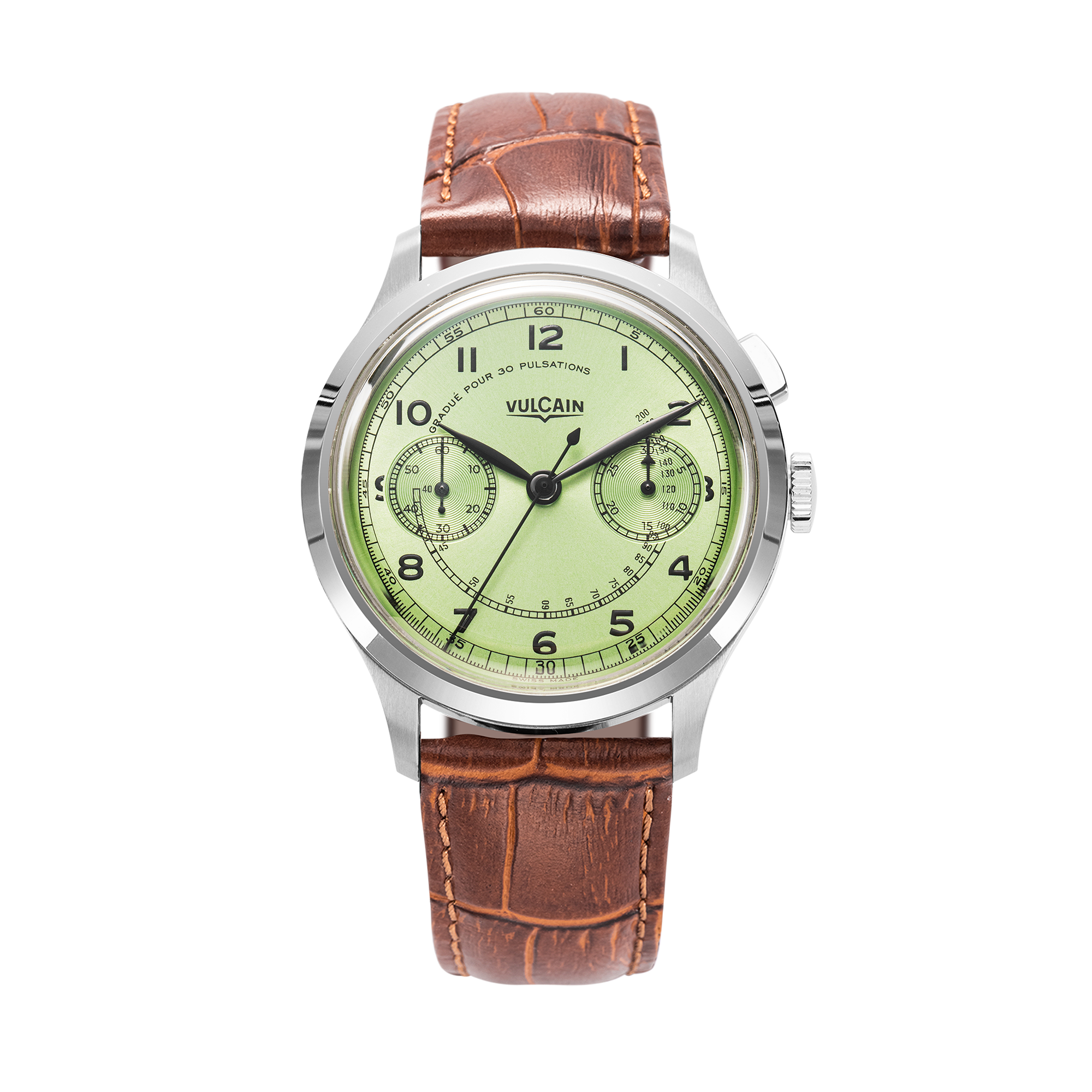 Brown crocodile embossed leather strap