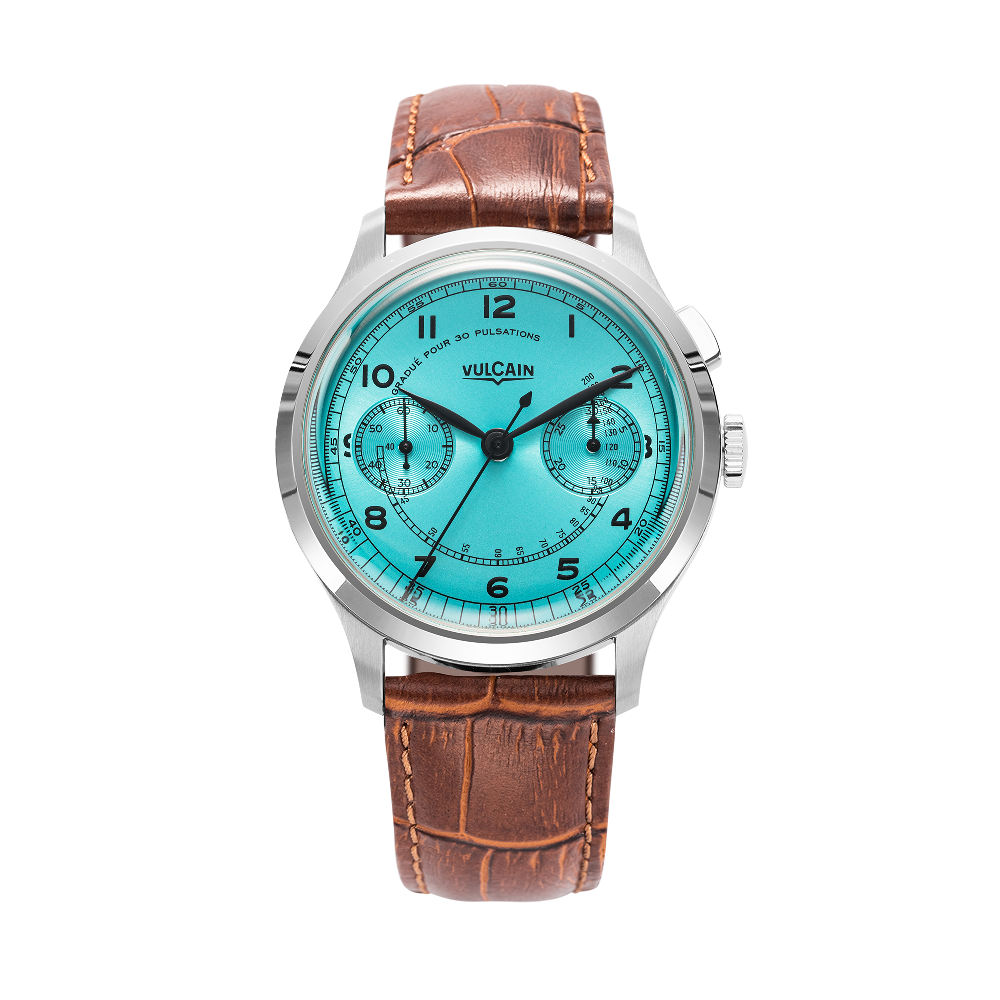 Brown crocodile embossed leather strap