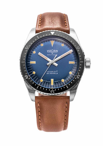 Vulcain Skindiver Blue - Khaki Brown Lume 660170A37