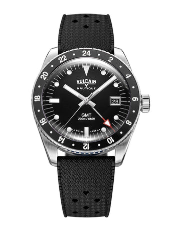 Vulcain Skindiver Nautique GMT Black - White Lume 680174B07
