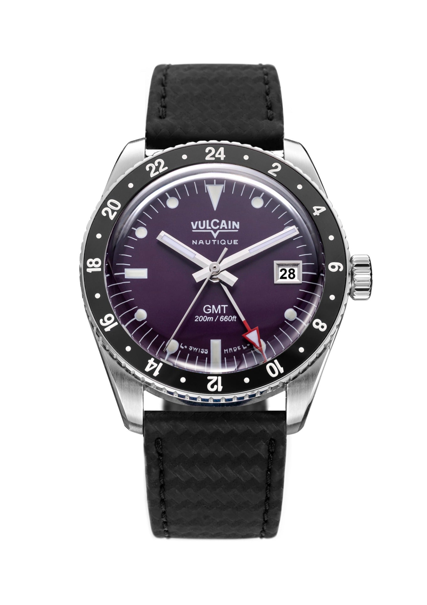 Leather strap black carbon structure