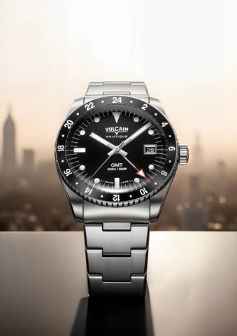 Vulcain Skindiver Nautique GMT Black - White Lume 680174B07