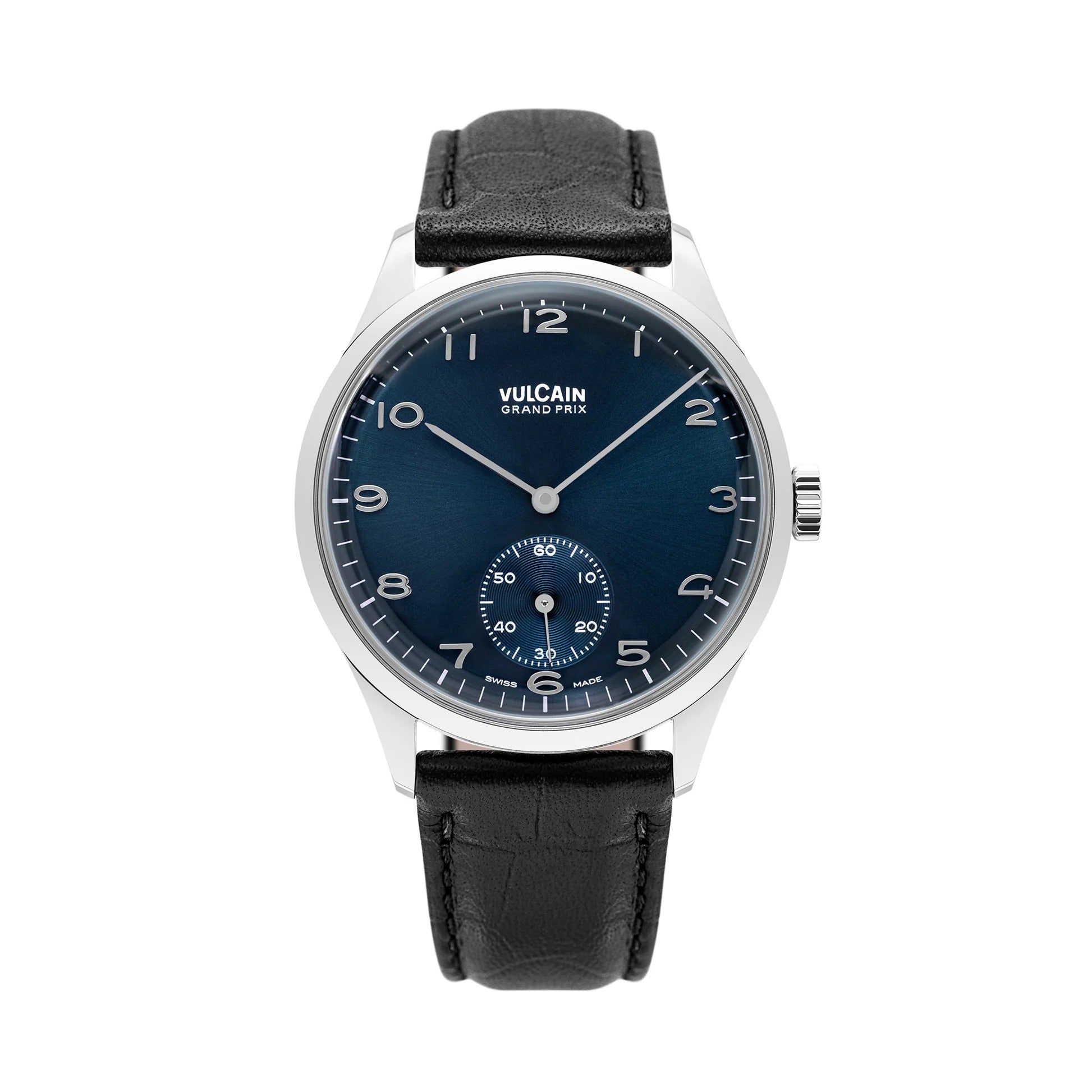 Black crocodile embossed leather strap
