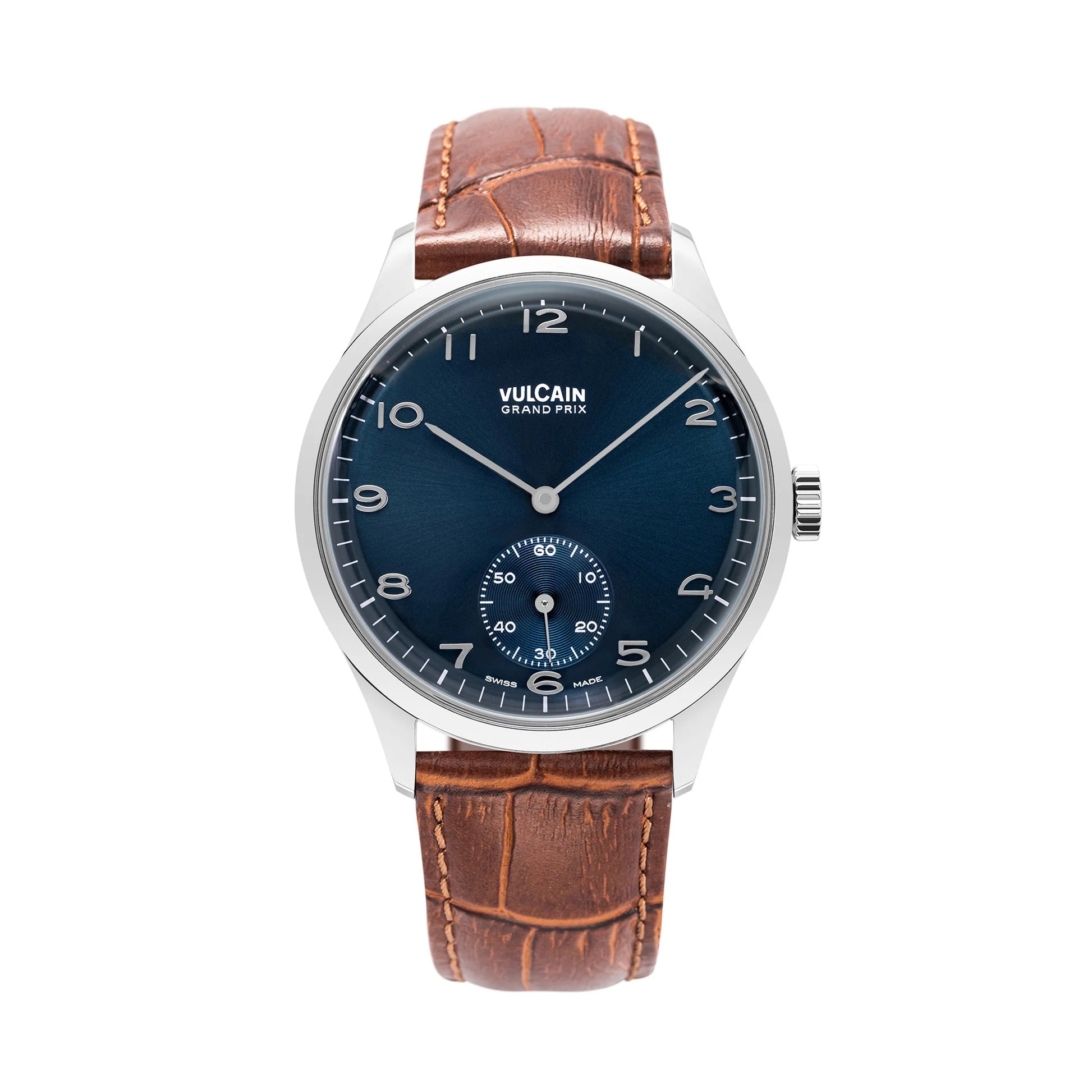 Brown crocodile embossed leather strap