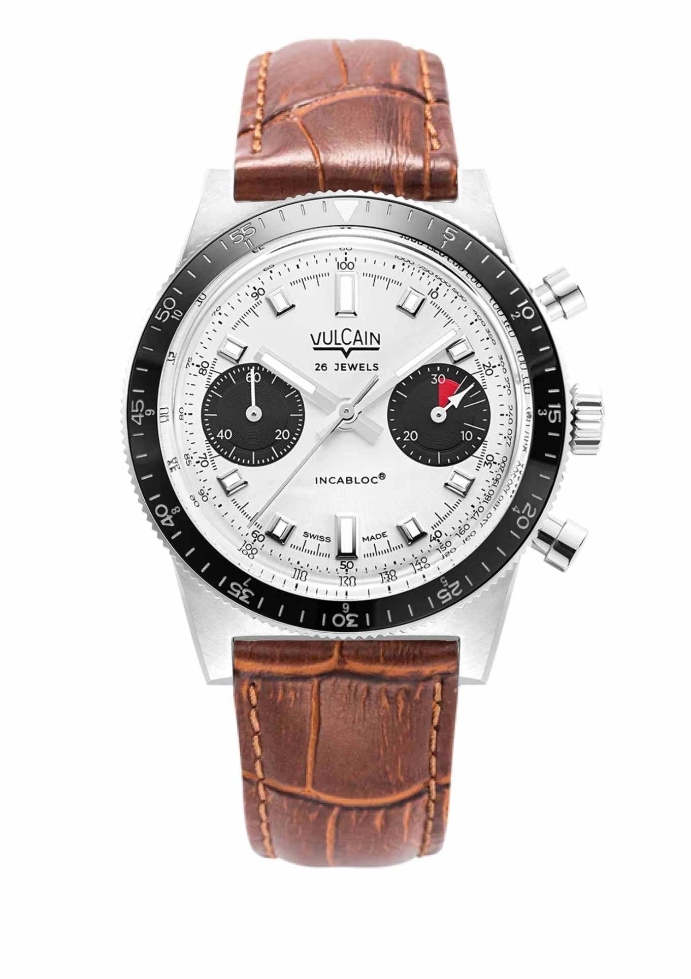 Brown crocodile embossed leather strap