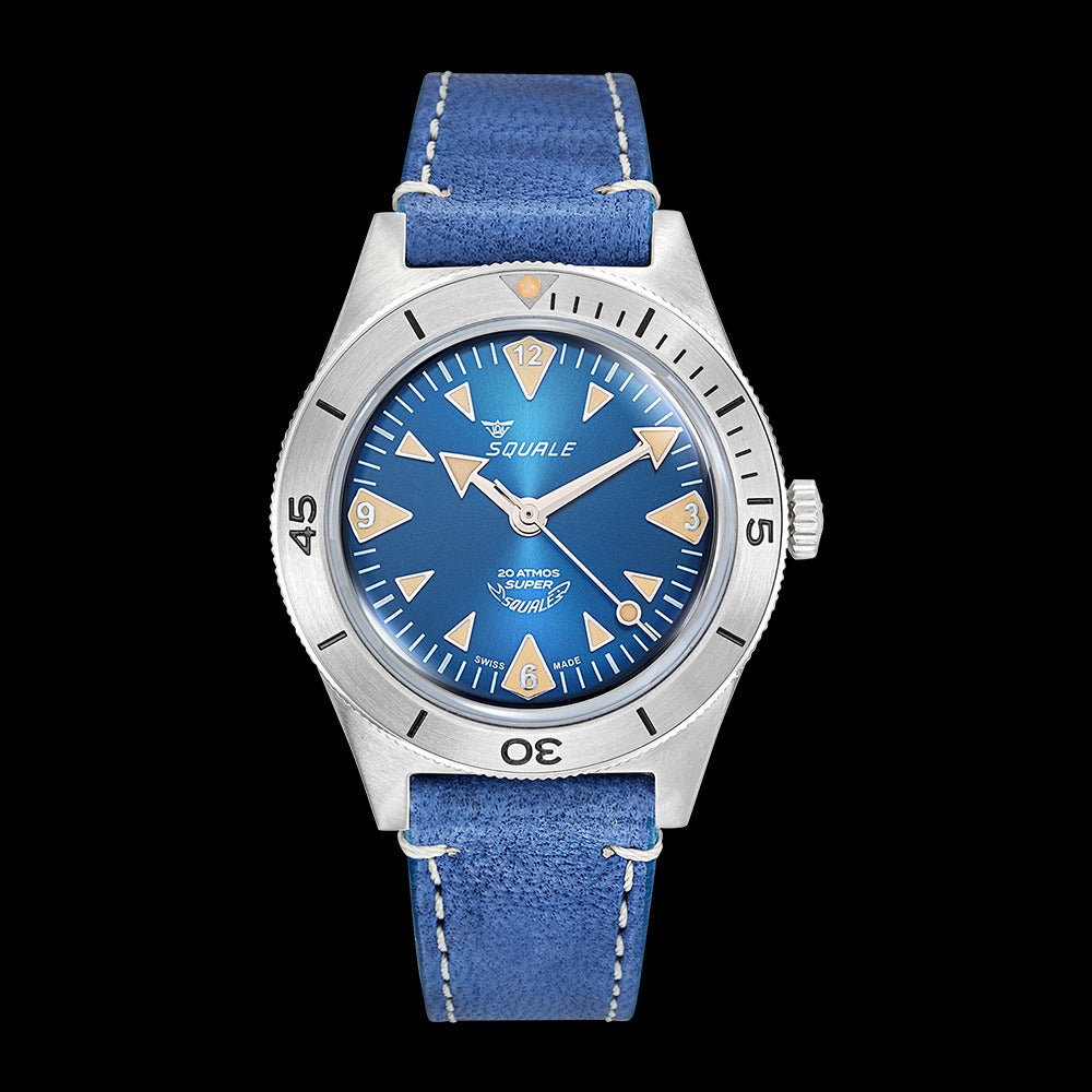 Blue leather strap