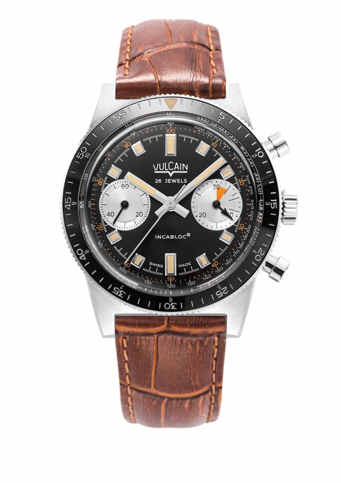 Brown crocodile embossed leather strap