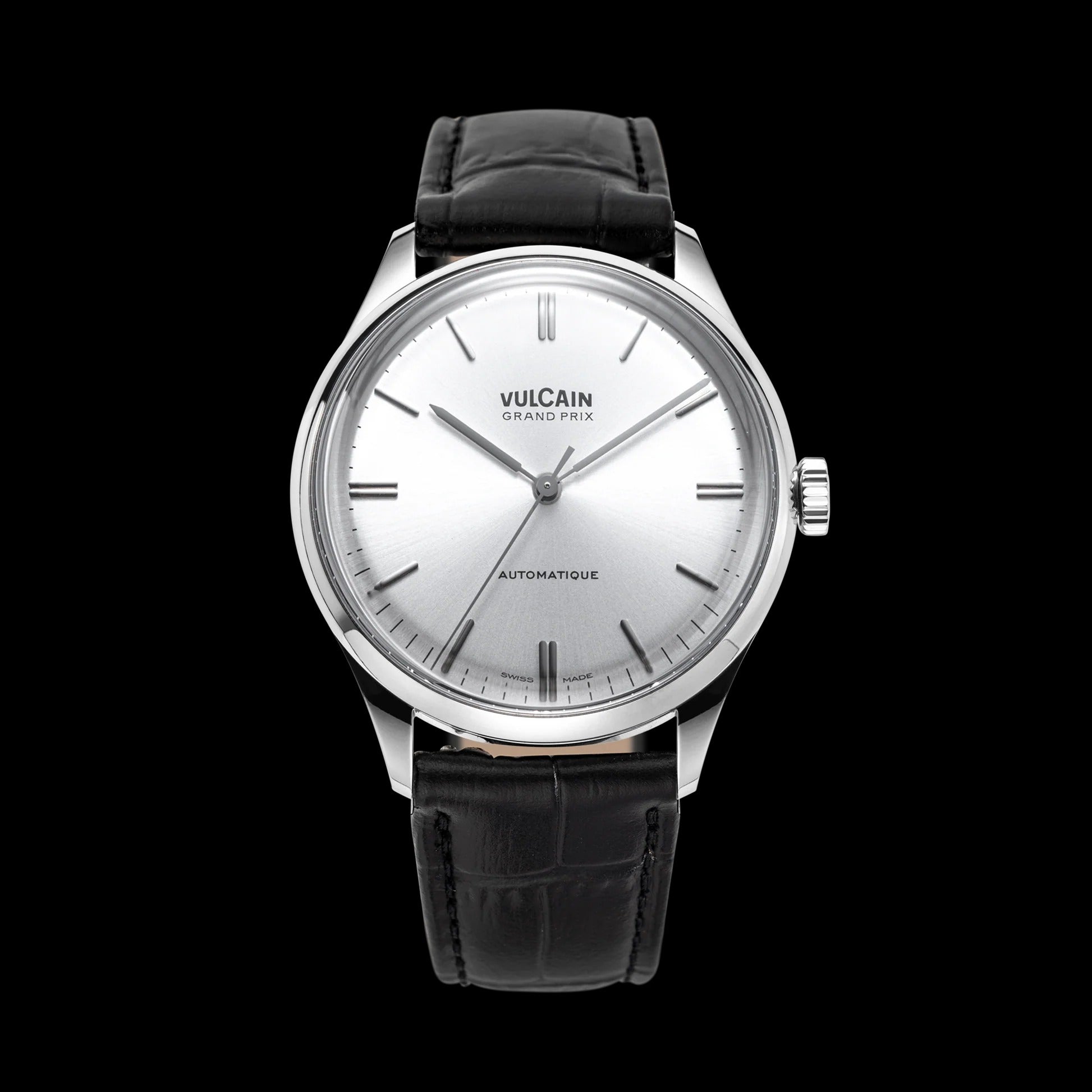 Black crocodile embossed leather strap