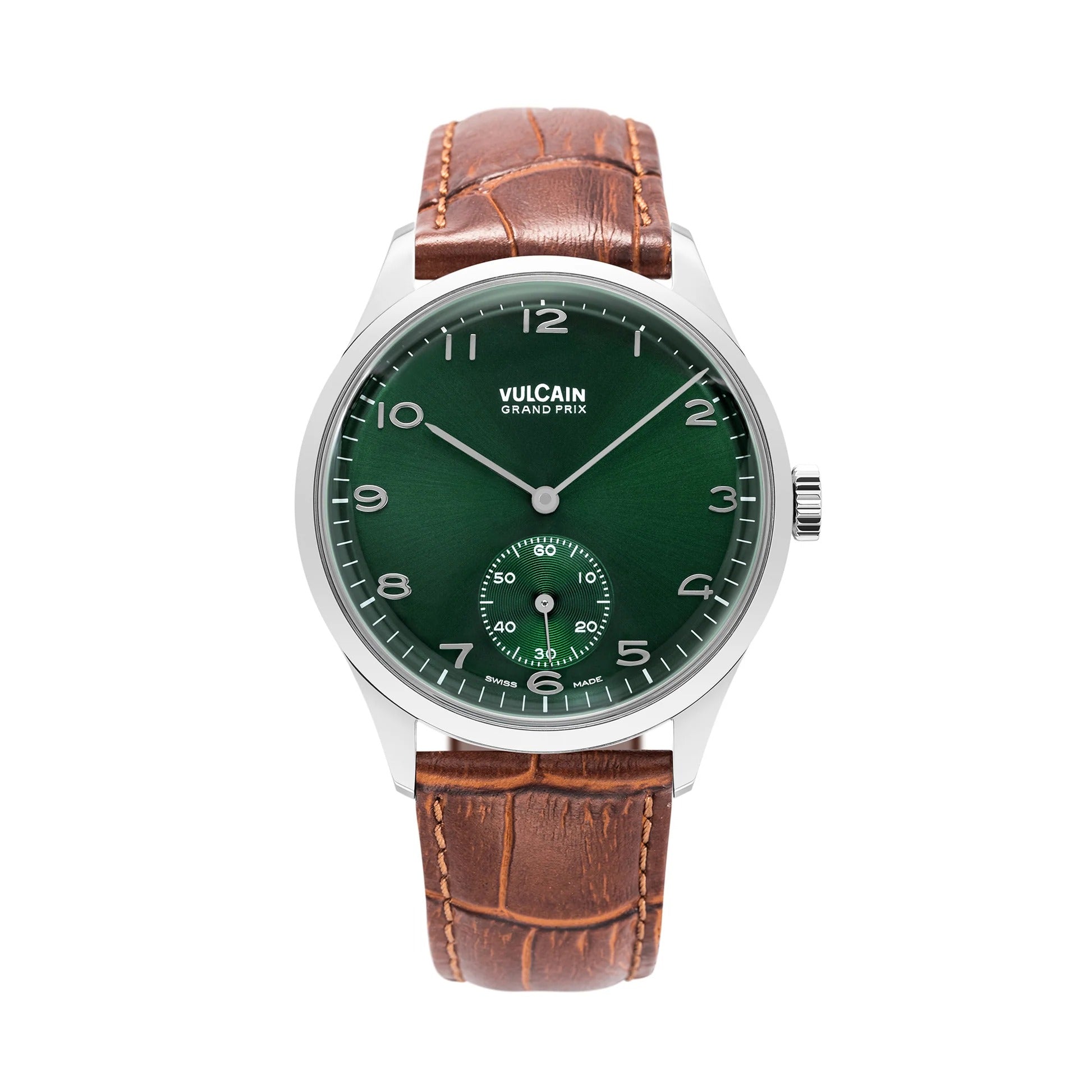 Brown crocodile embossed leather strap