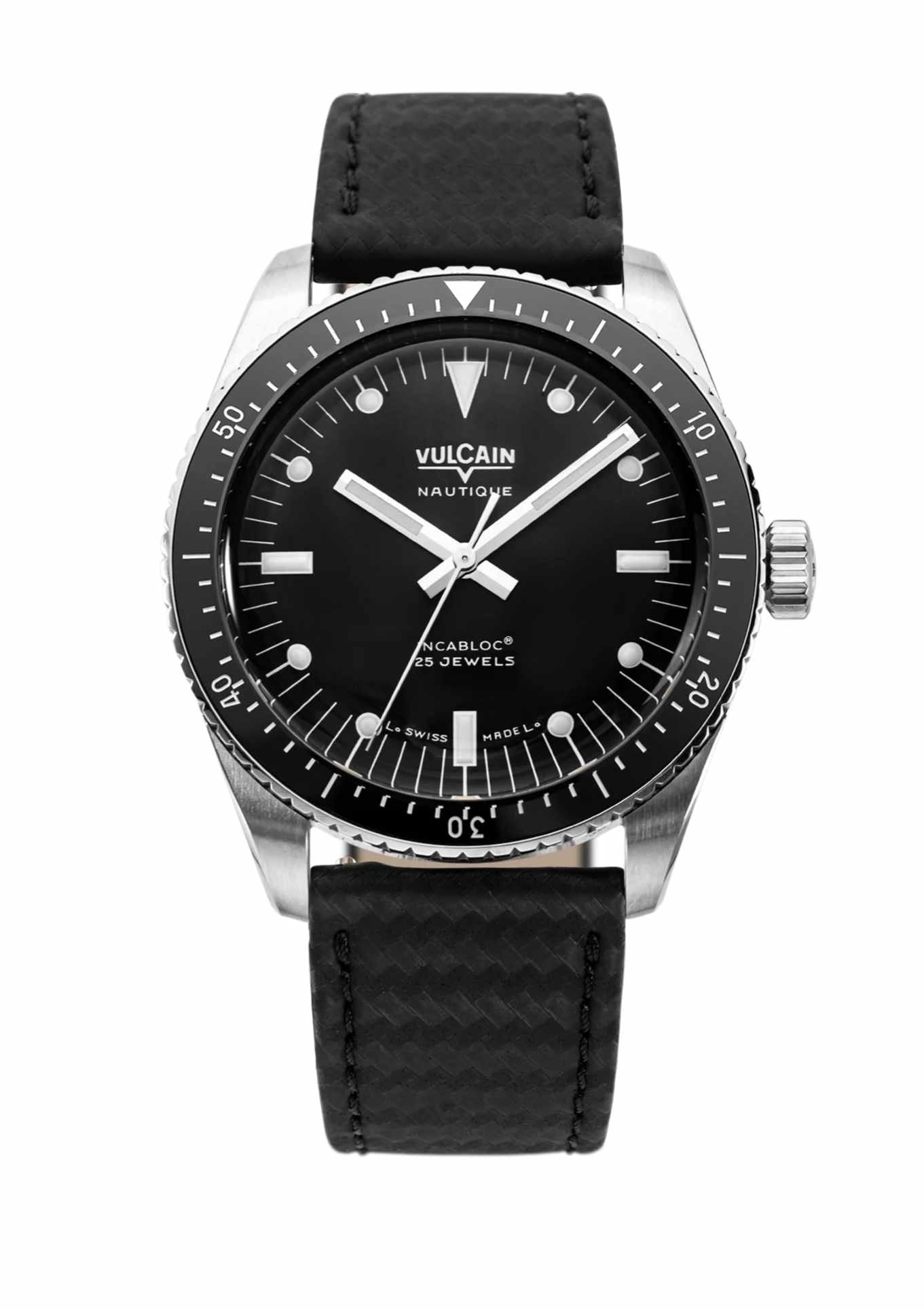Leather strap black carbon structure