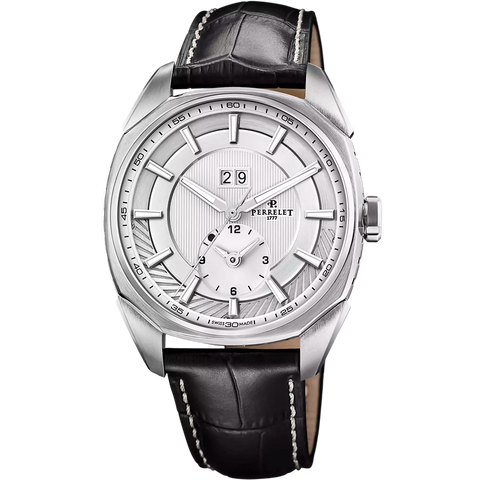 Perrelet Lab Peripheral Dual Time Big Date A1101/1 Silbergrau