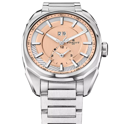 Perrelet Lab Peripheral Dual Time Big Date A1101/E Salmon Edelstahlband