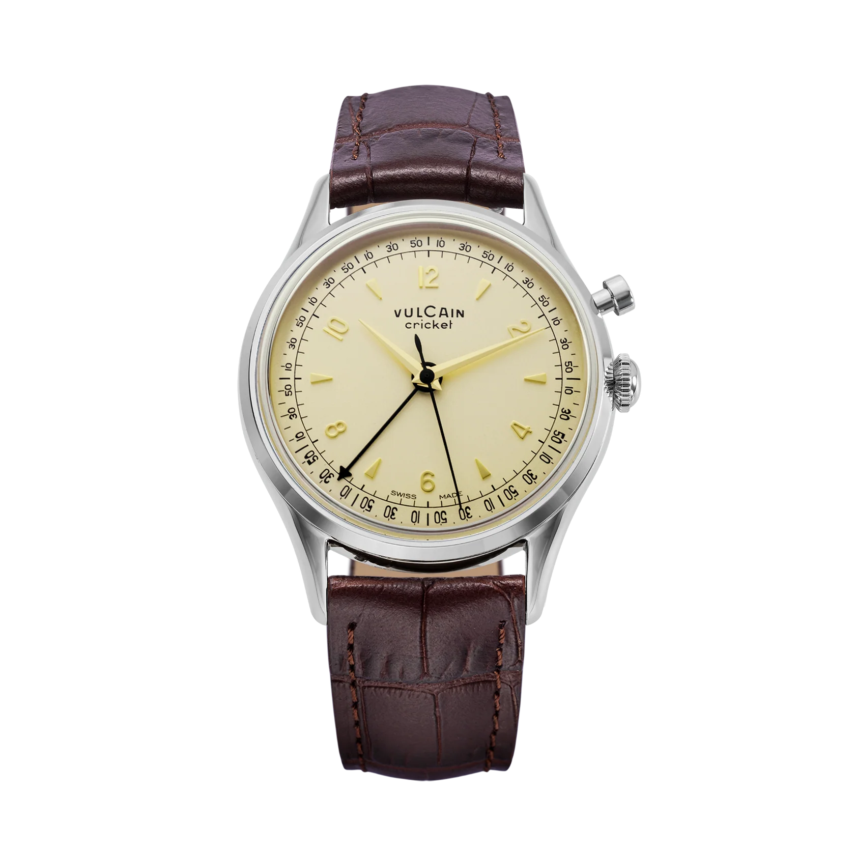 Closed Caseback Brown Leather Alligator Pattern Strap